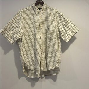 Ralph Lauren Beige and Blue Plaid Short Sleeve Shirt